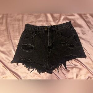 black distressed denim shorts - shein small